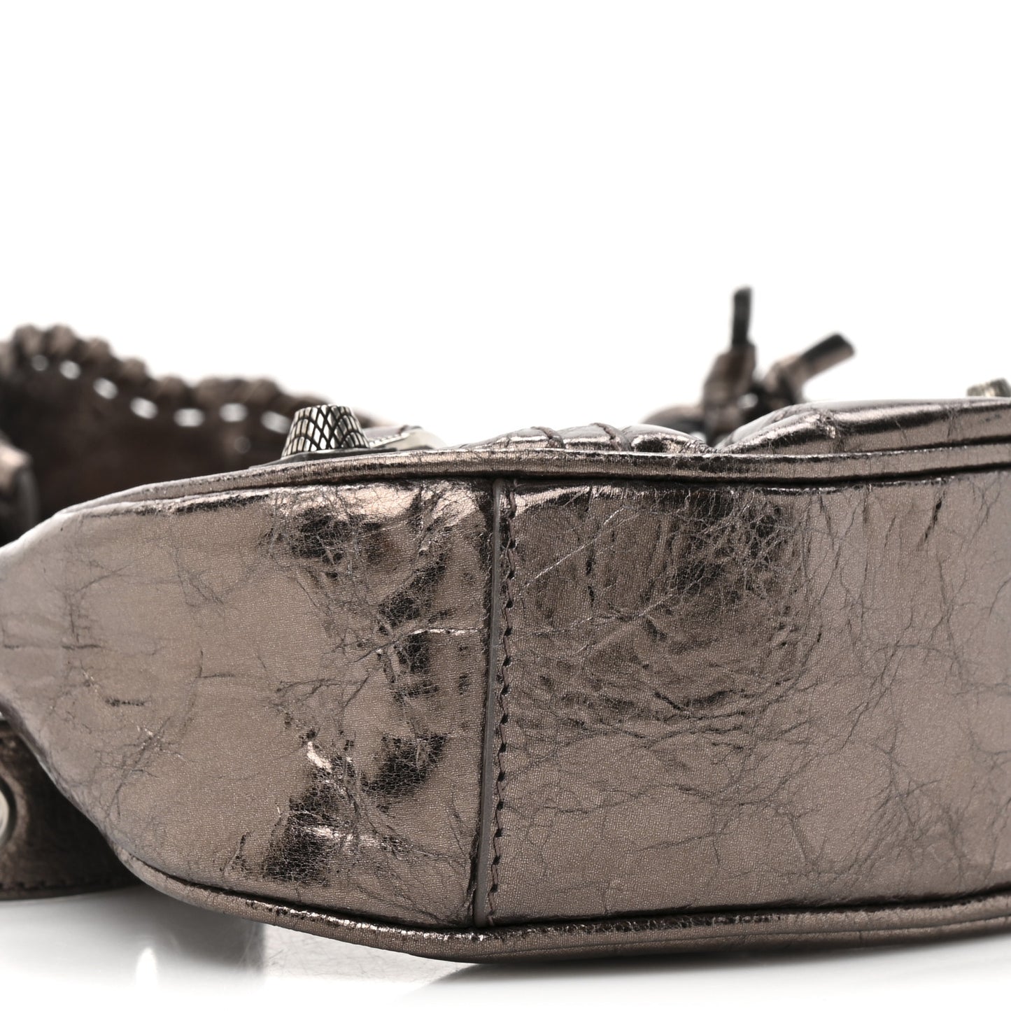 Metallic Agneau Arena Le Cagole Shoulder Bag XS Dark Bronze