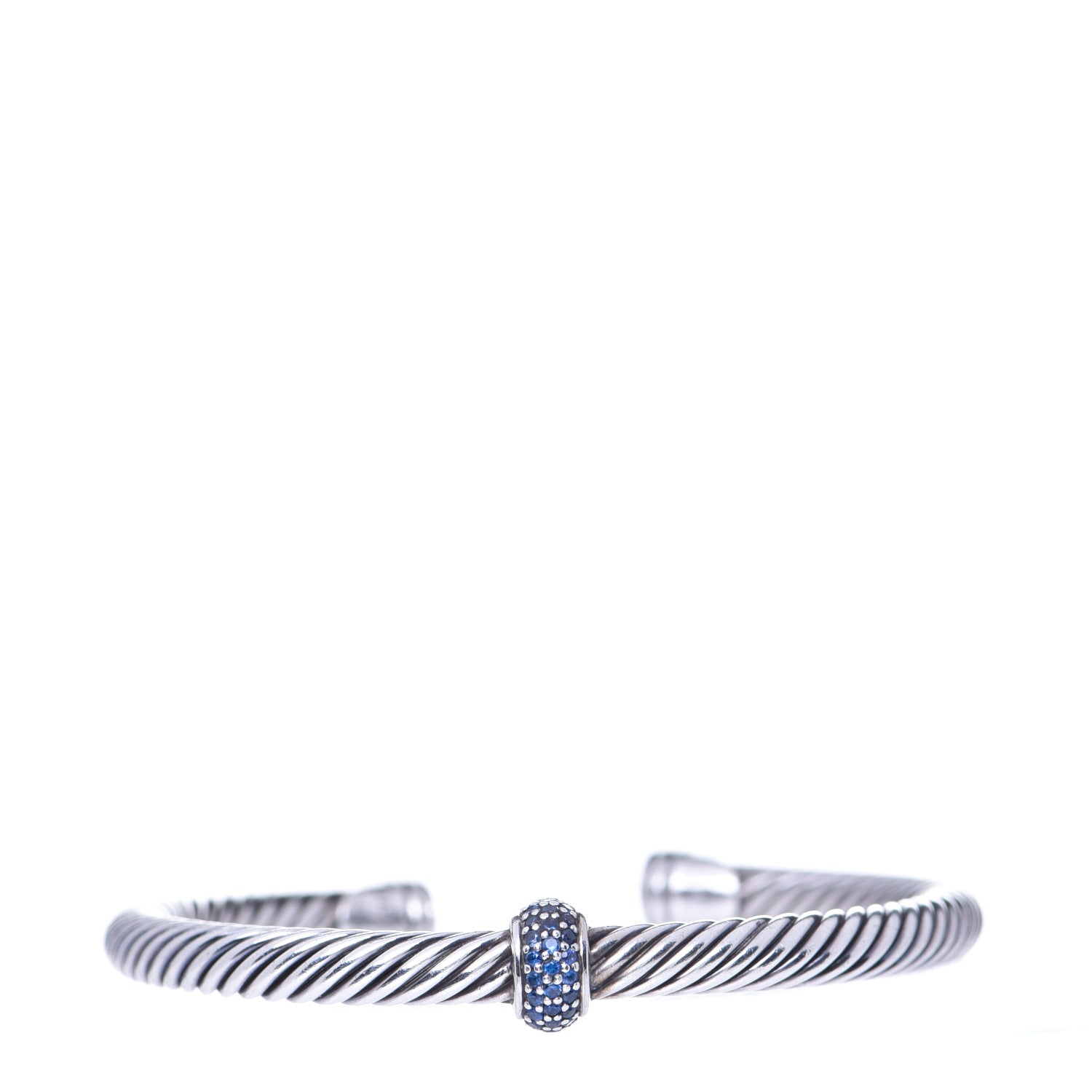 David Yurman Sterling Silver Blue Sapphire 5mm Cable Classics Single Station Bracelet 1 of 5