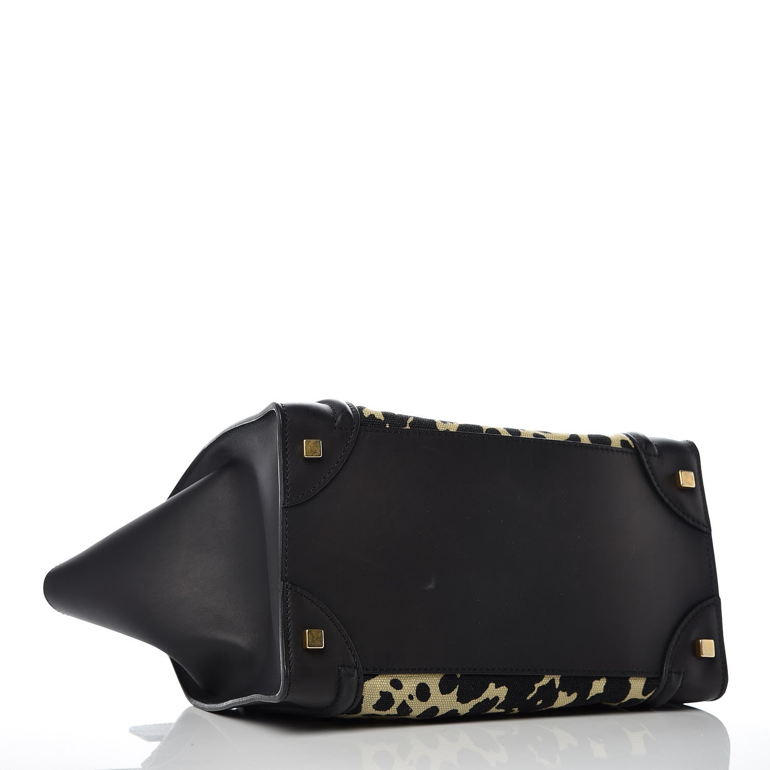 Celine Canvas Smooth Calfskin Leopard Print Mini Luggage Black 4 of 13