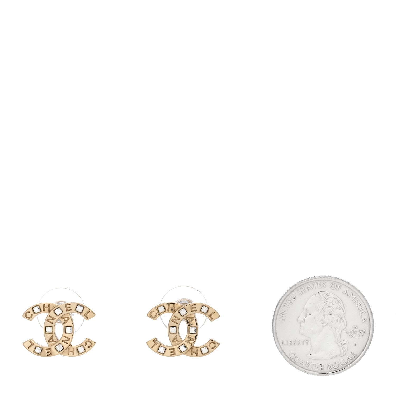 Chanel Baguette Crystal Logo CC Earrings Gold 2 of 5