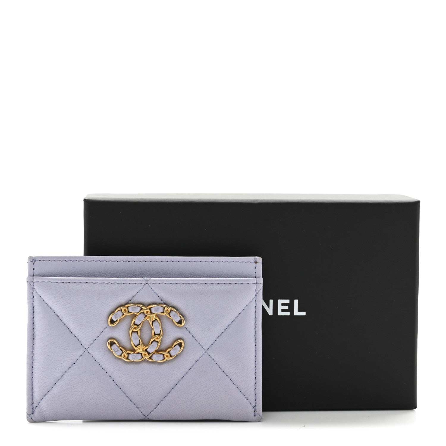 Chanel Lambskin Quilted Chanel 19 Card Holder Light Purple 9 of 9