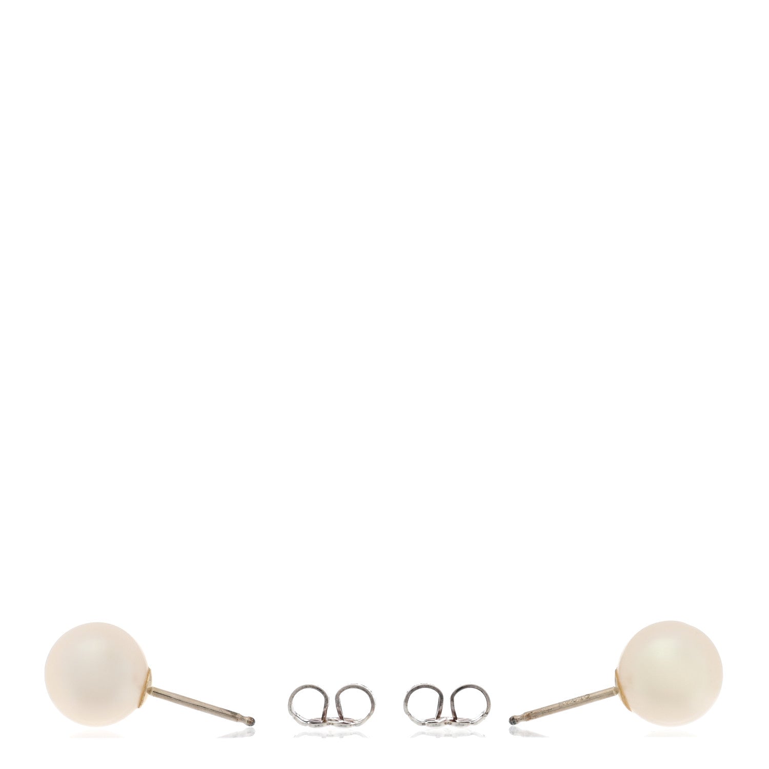 Tiffany Sterling Silver 14K Yellow Gold Freshwater Cultured Pearl 8-8.5mm Ziegfeld Earrings 3 of 4
