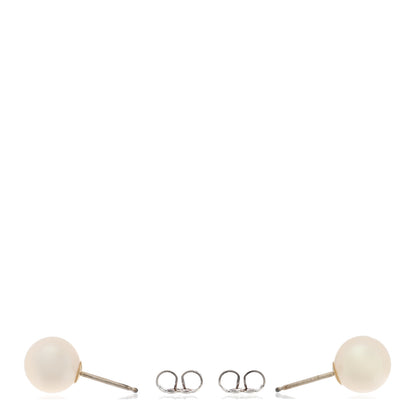 Tiffany Sterling Silver 14K Yellow Gold Freshwater Cultured Pearl 8-8.5mm Ziegfeld Earrings 3 of 4