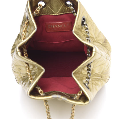 Chanel Metallic Lambskin Small Quilted Gabrielle Backpack Gold 4 of 12