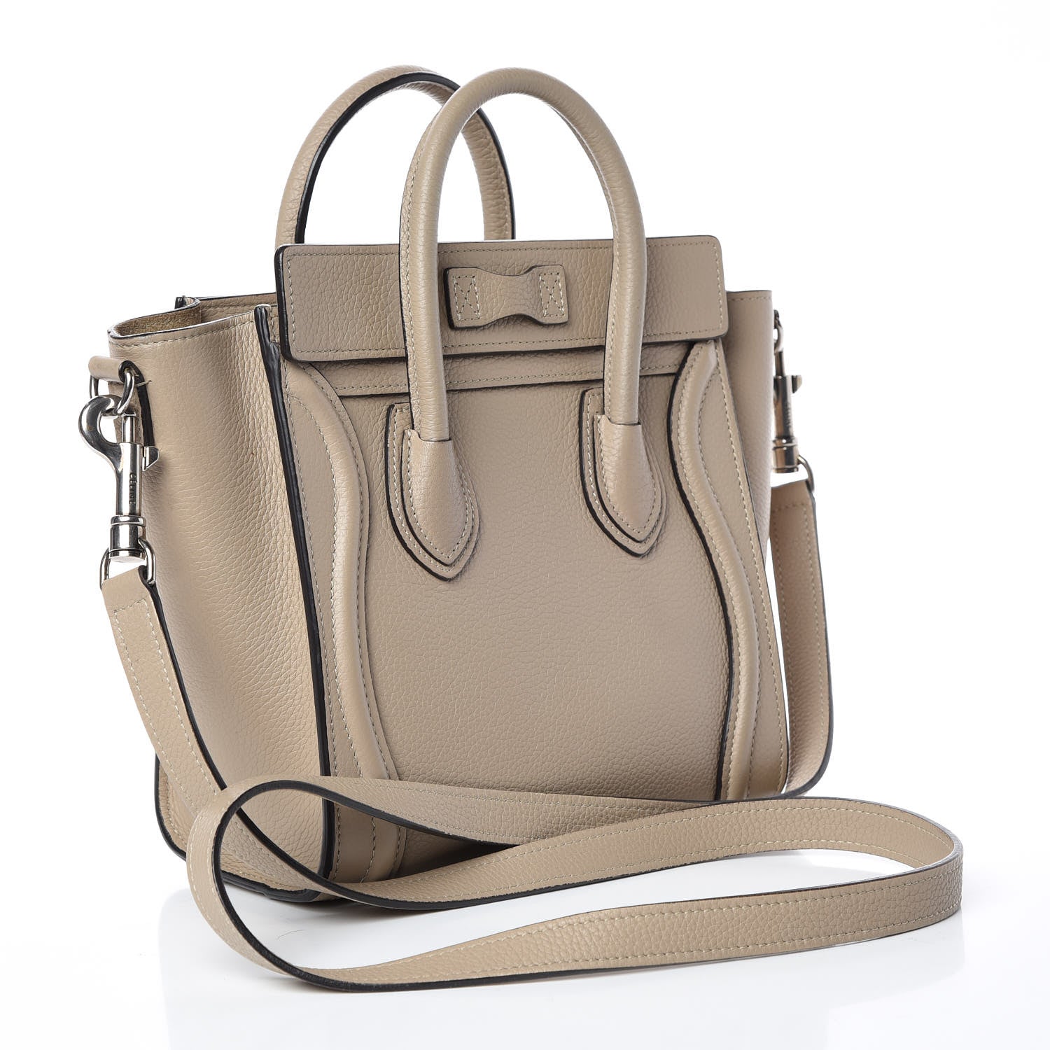 Celine Drummed Calfskin Nano Luggage Dune 3 of 11