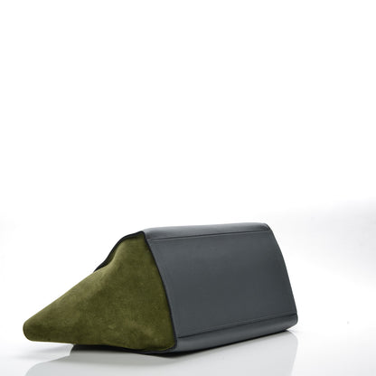 Celine Calfskin Suede Medium Tri-Color Trapeze Green 4 of 6