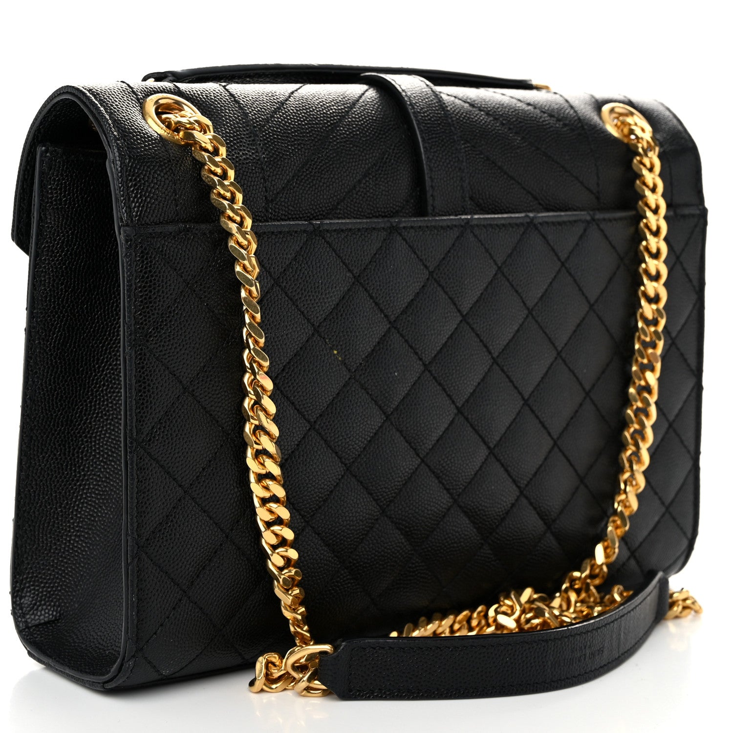 Saint Laurent Grain De Poudre Textured Mixed Matelasse Triquilt Medium Monogram Satchel Black 3 of 10