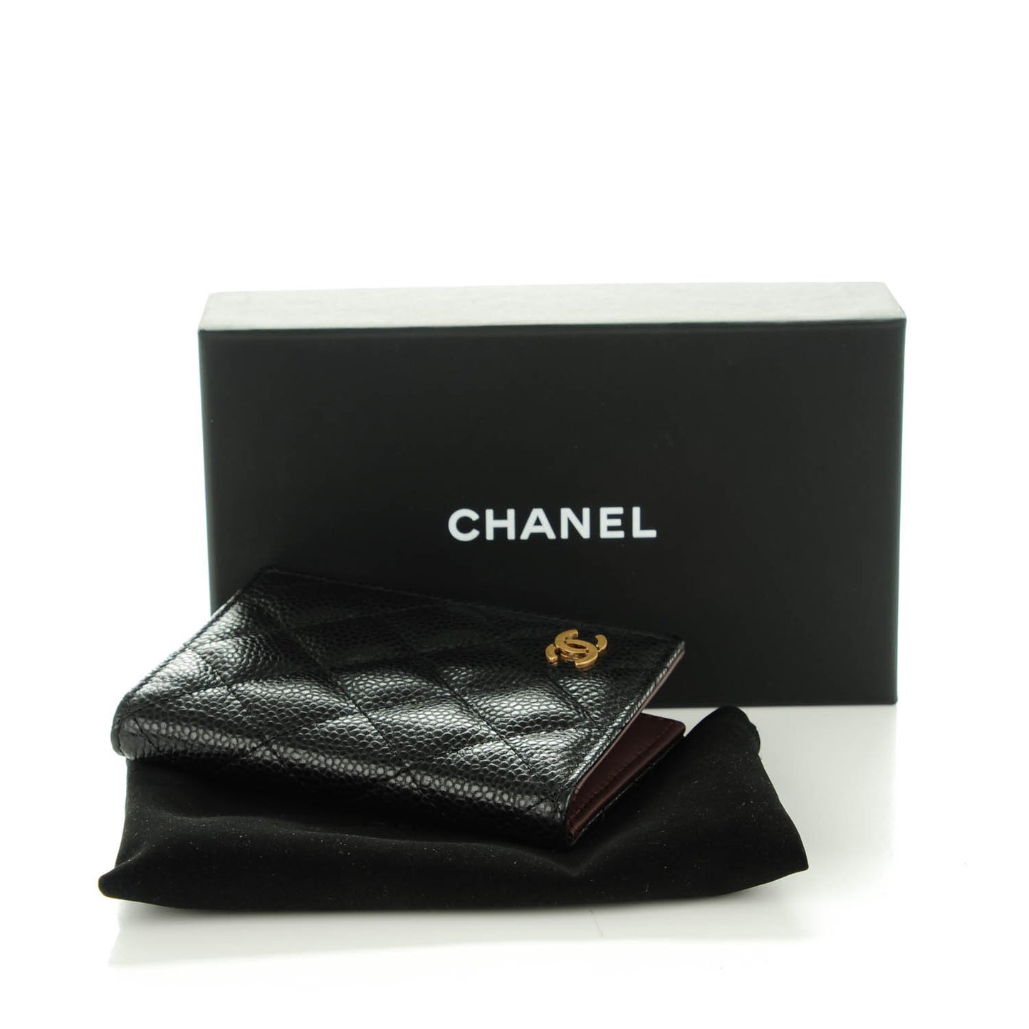 Caviar Quilted Card Holder Wallet Black
