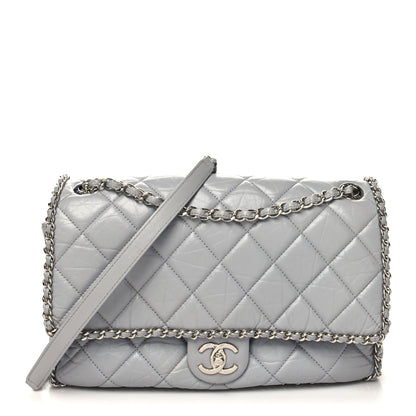 Chanel Crumpled Calfskin Large Chain All Over Flap Grey 1 of 13