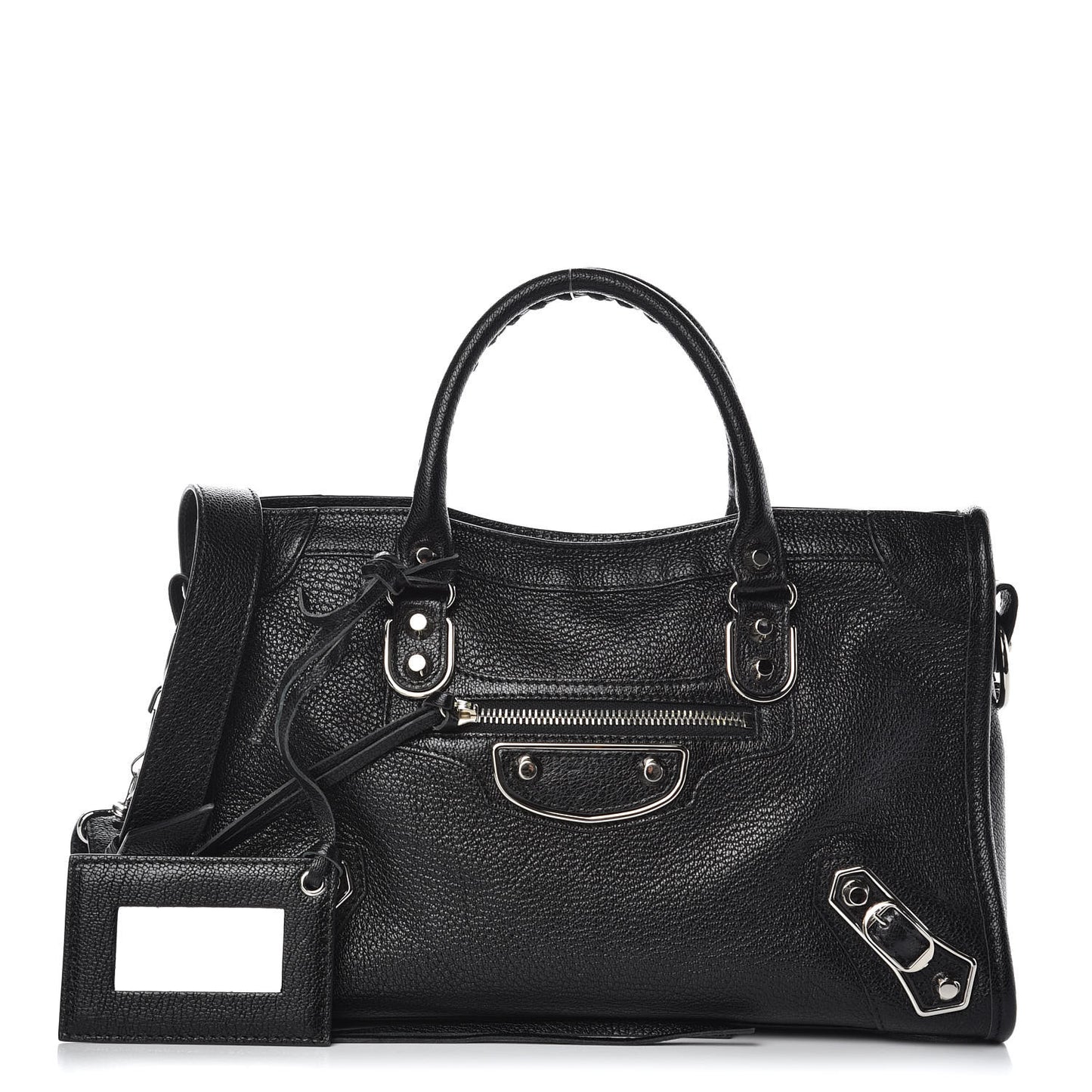 Chevre Silver Metallic Edge Hardware S City Black