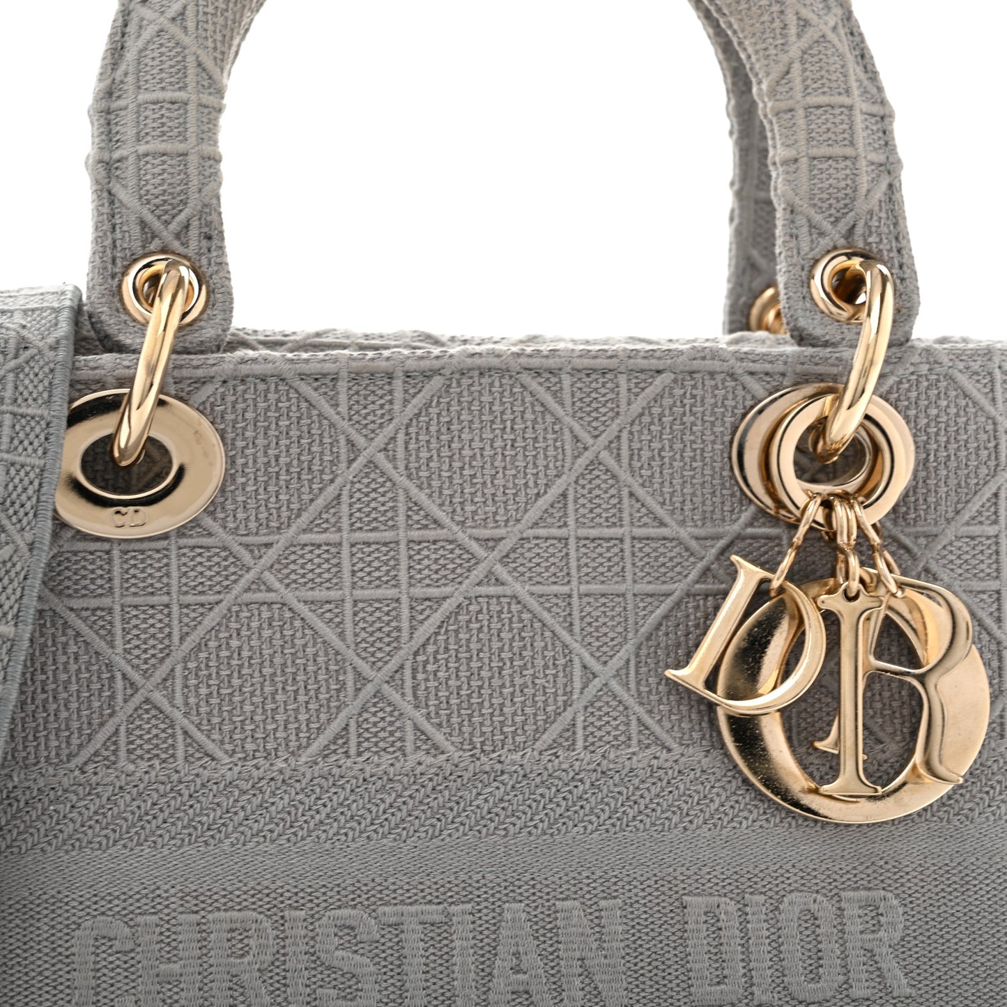 Canvas Embroidered Cannage Medium Lady D-Lite Gray