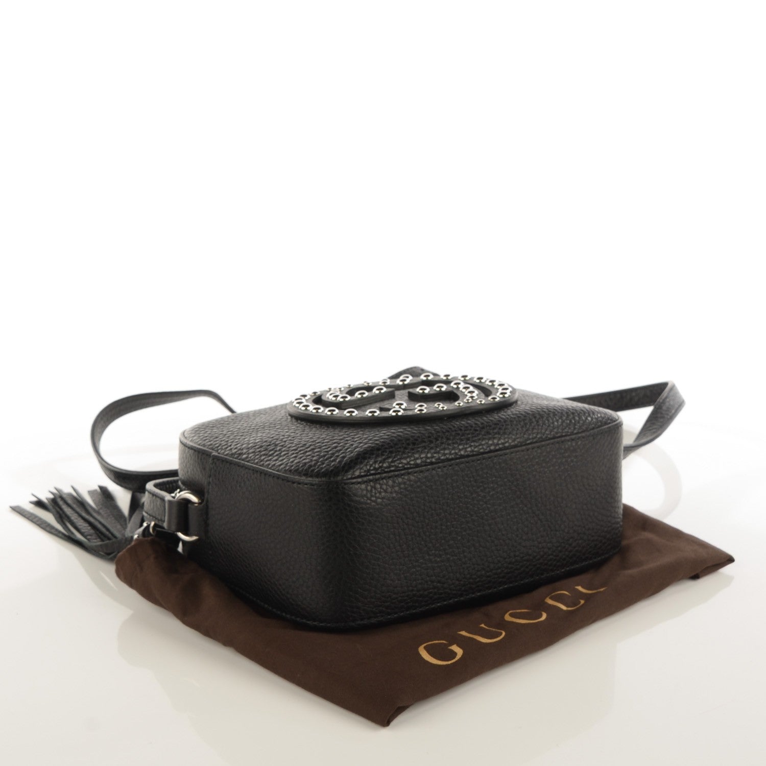 Gucci Pebbled Calfskin Studded Small Soho Disco Bag Black 4 of 7