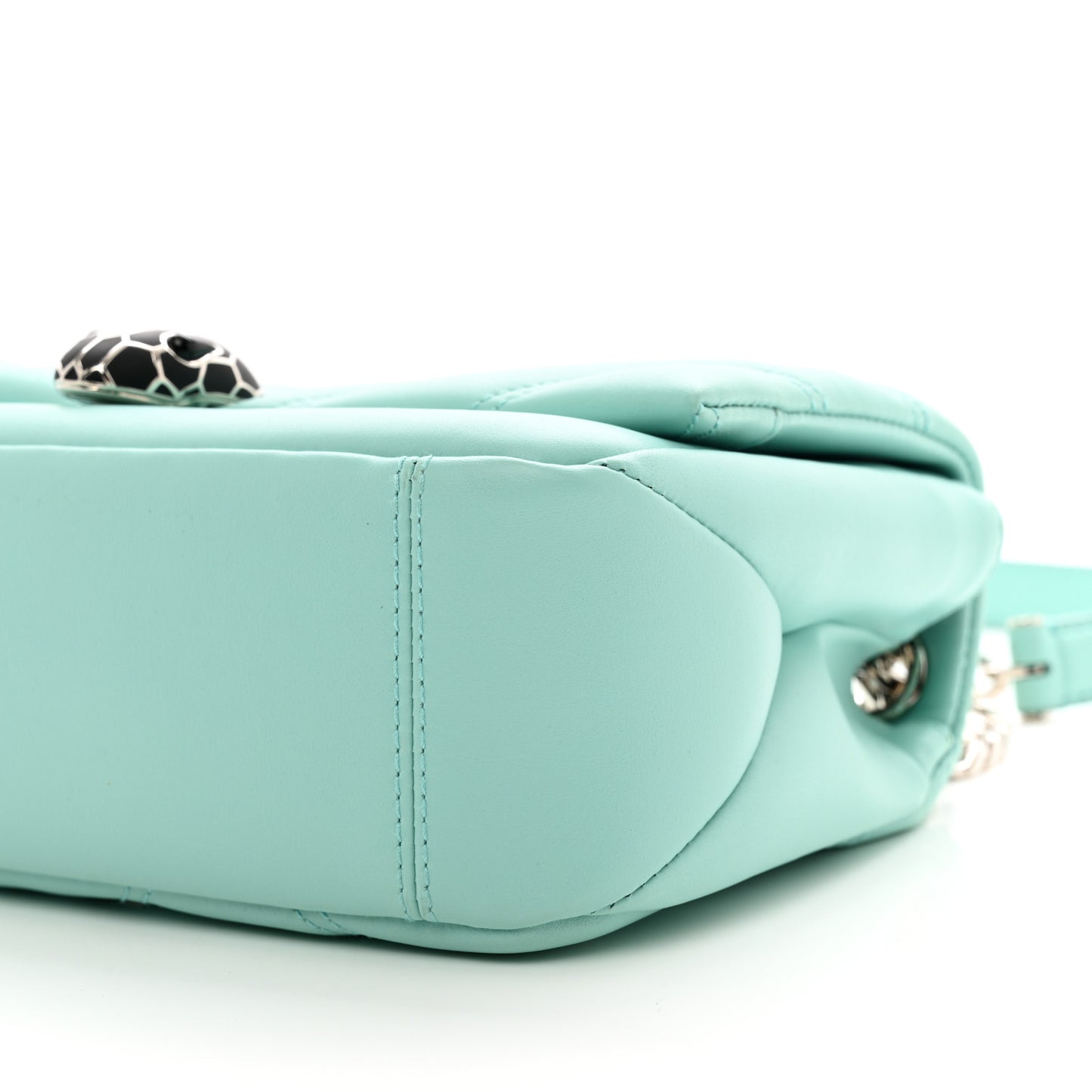Calfskin Matelasse Small Serpenti Cabochon Shoulder Bag Turquoise
