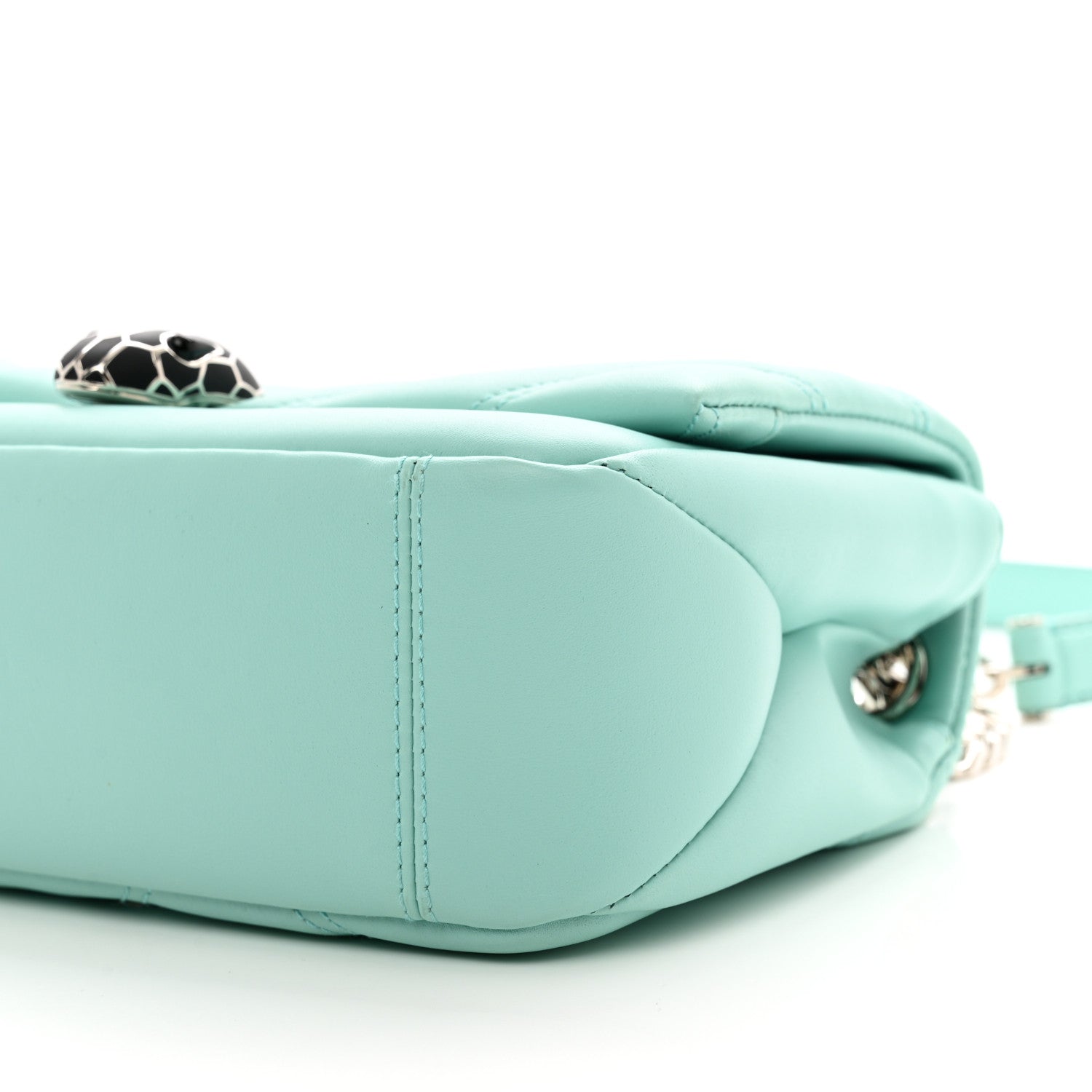 Bulgari Calfskin Matelasse Small Serpenti Cabochon Shoulder Bag Turquoise 9 of 9