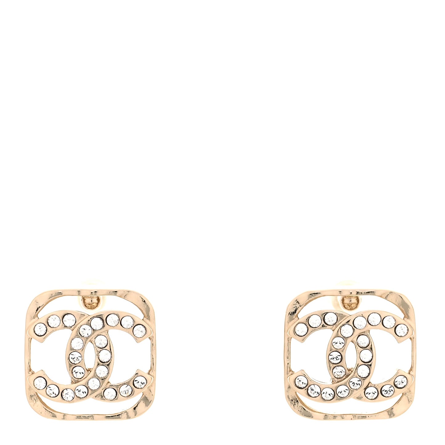 Crystal Square CC Earrings Gold