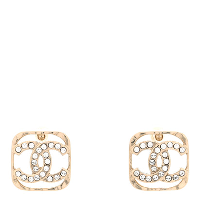 Chanel Crystal Square CC Earrings Gold 1 of 5