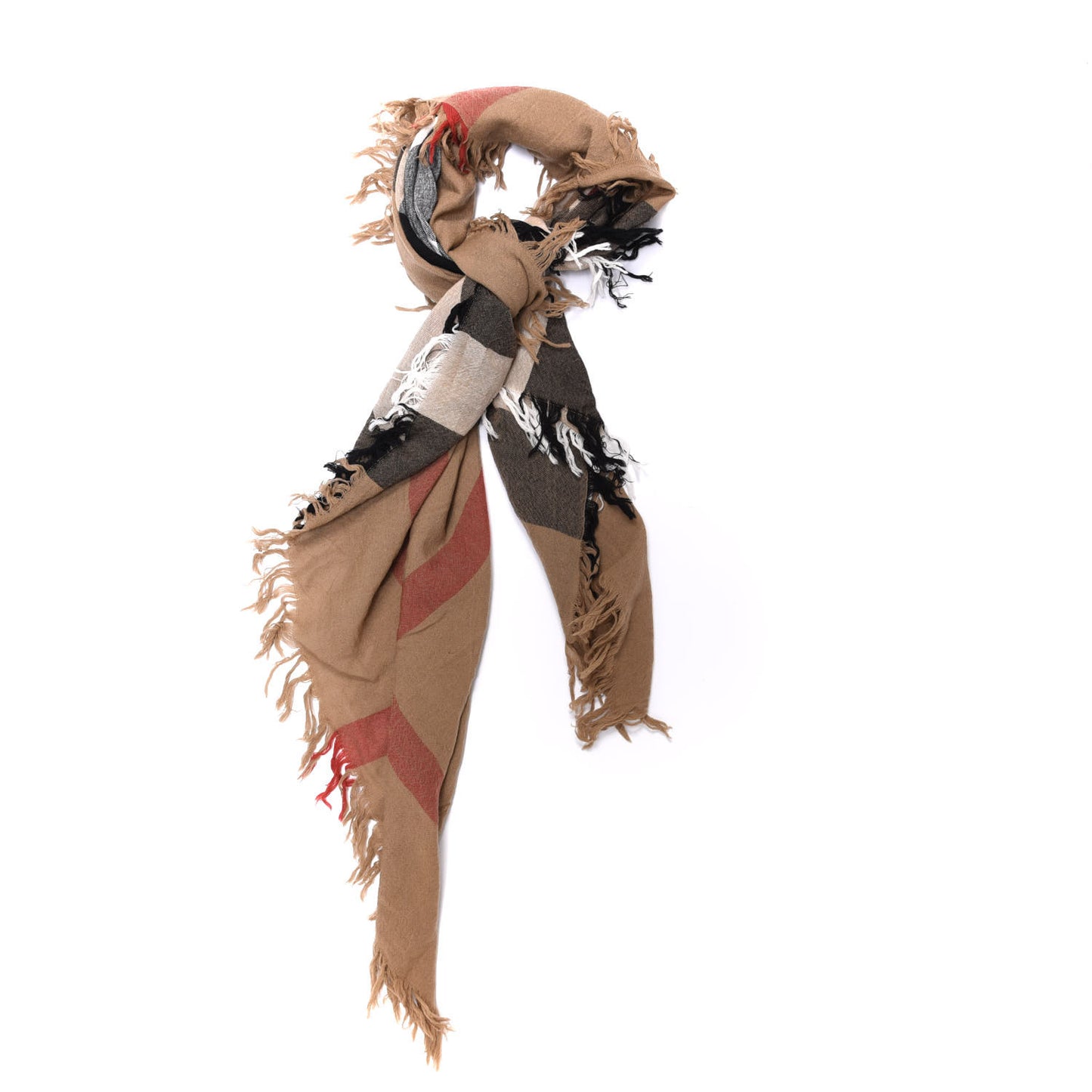 Merino Wool House Check Scarf Brown