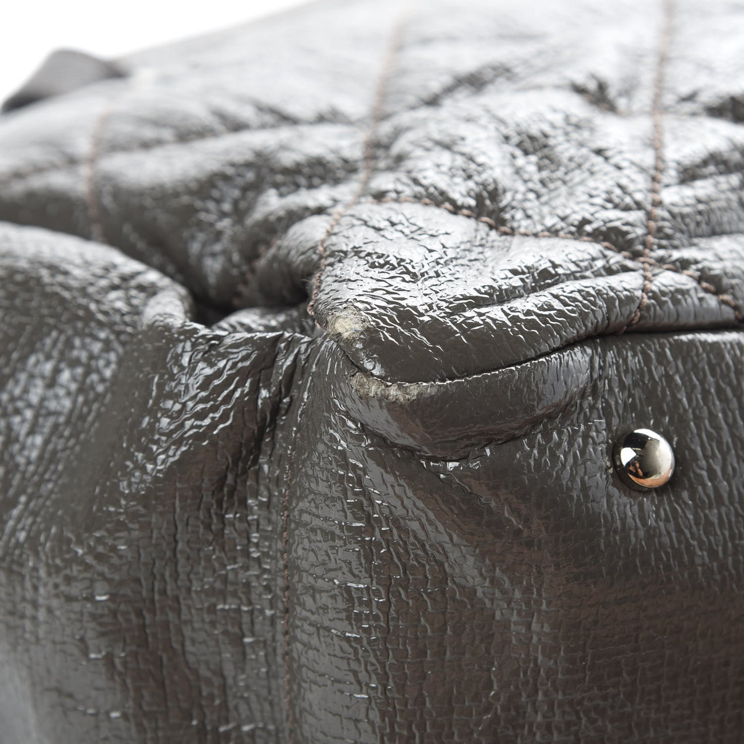 Coated Canvas Quilted Large Paris Biarritz Tote Grey