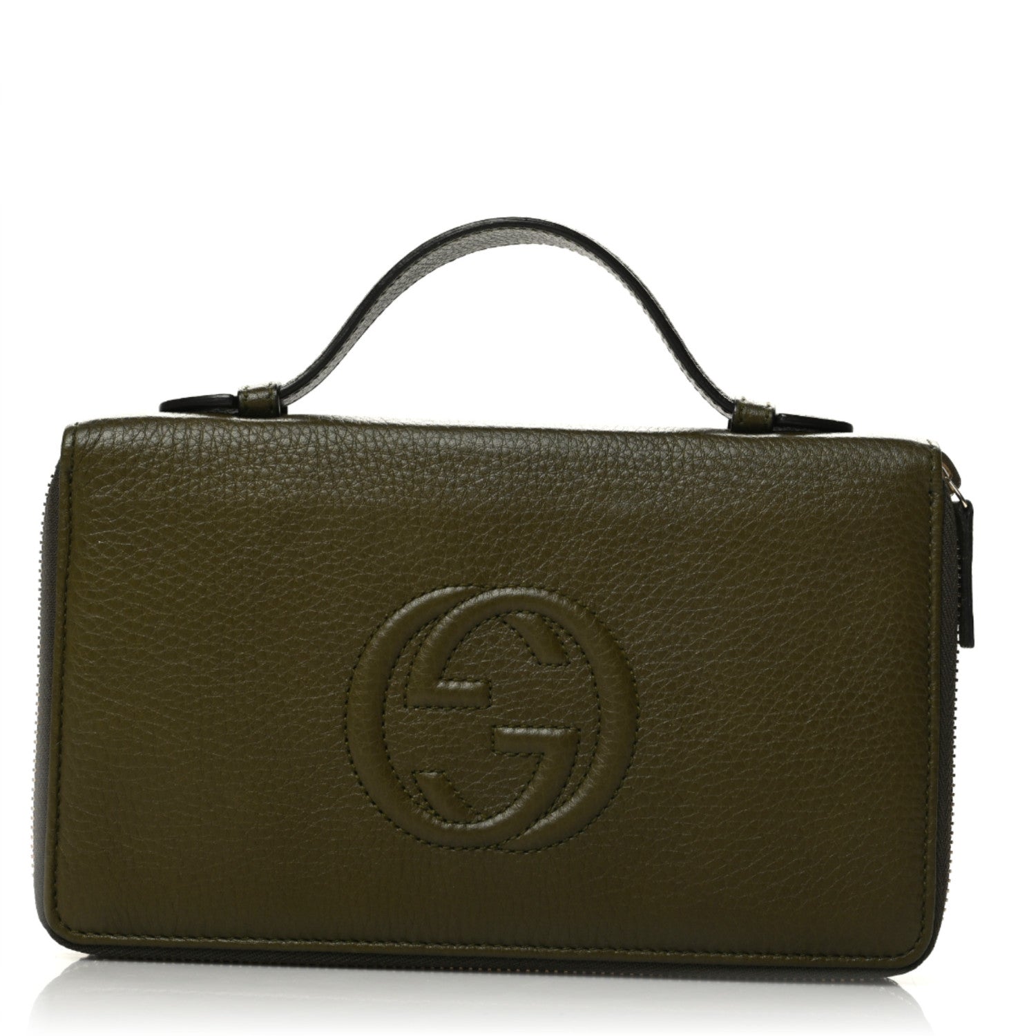 Gucci Pebbled Calfskin Soho Travel Document Case Dark Green 1 of 10