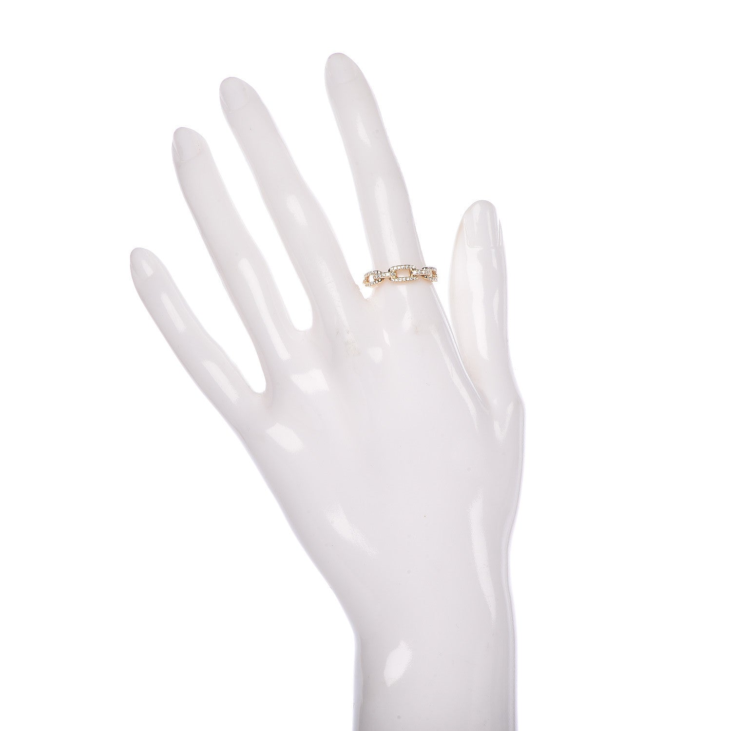 David Yurman 18K Yellow Gold Diamond 4.5mm Stax Single Row Chain Link Ring 53 6.5 2 of 6