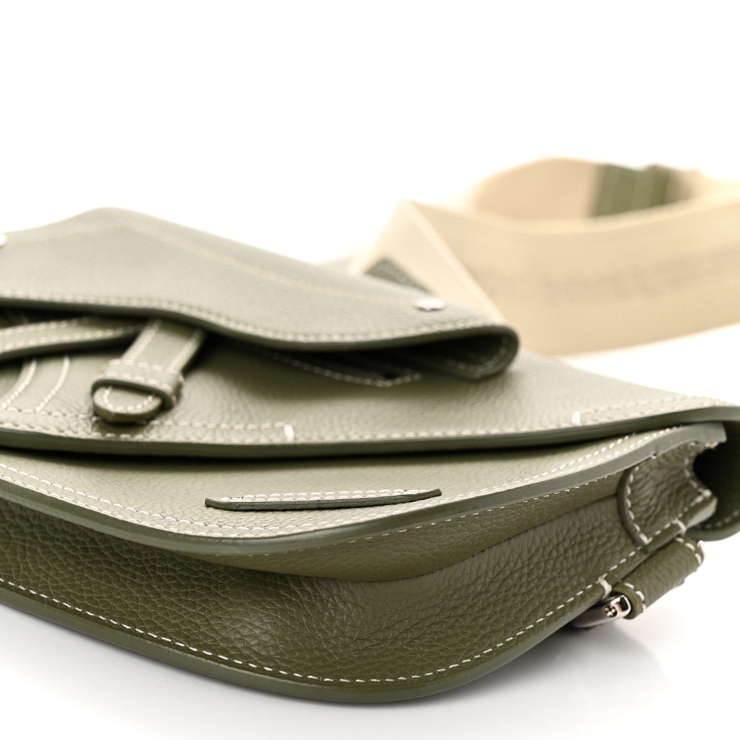X KAWS Grained Calfskin Saddle Pouch Olive