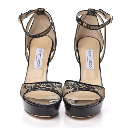 Jimmy Choo Patent Lace Kayak Platform Pumps 40 Black 2 of 9