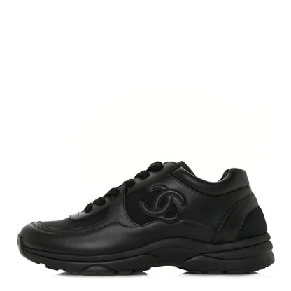 Chanel Calfskin Lambskin CC Uniform Sneakers 40 Black 1 of 7