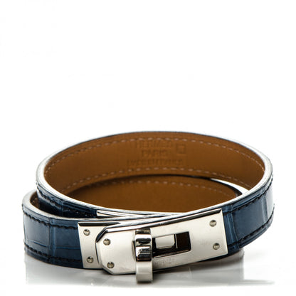 Hermes Shiny Alligator Kelly Double Tour Bracelet S Bleu Roi 1 of 3