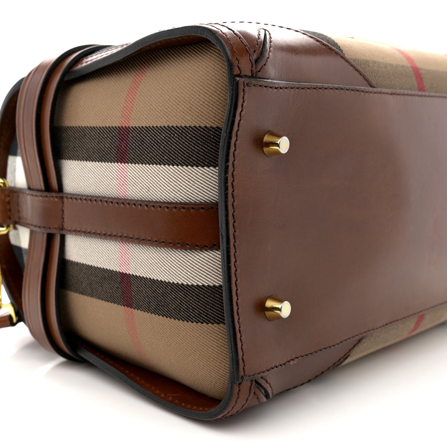 House Check Bridle Calfskin Medium Alchester Bowling Bag Dark Tan