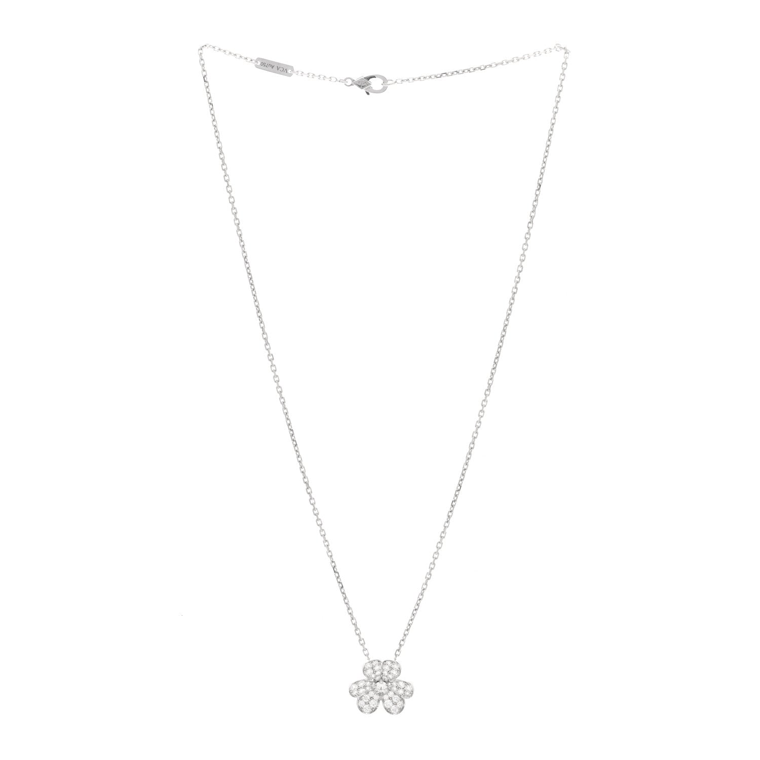 Van Cleef & Arpels 18K White Gold Diamond Small Frivole Pendant Necklace 1 of 4