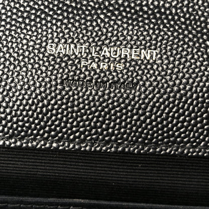Saint Laurent Grain De Poudre Matelasse Chevron Monogram Envelope Clutch Black 6 of 8