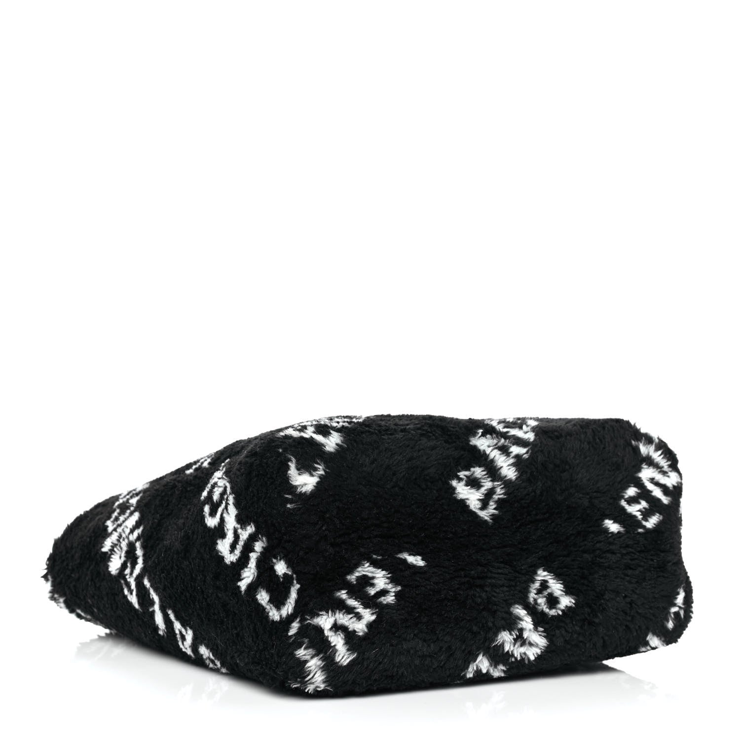 Balenciaga Faux Fur Diagonal Logo Everyday Tote Black White 3 of 8
