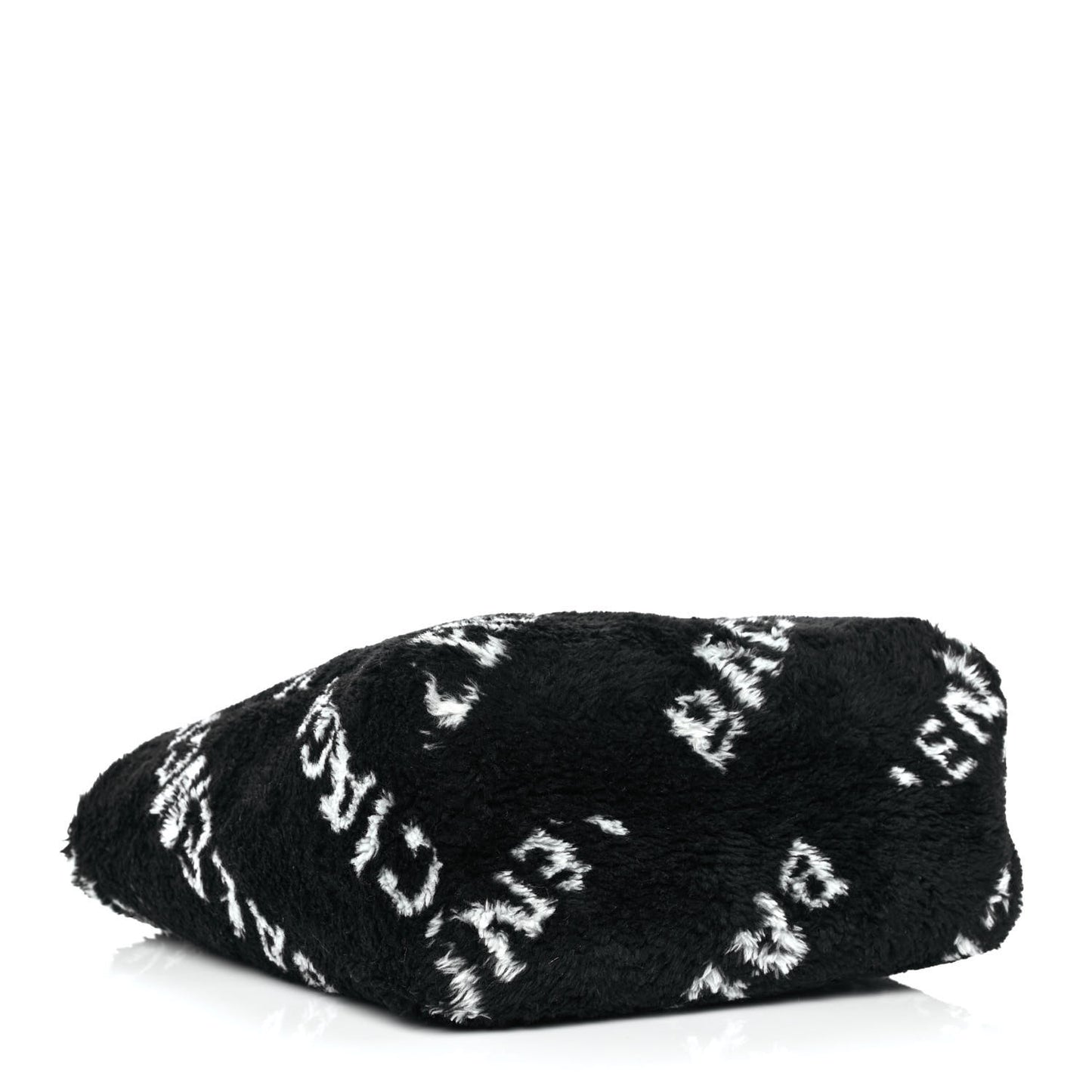 Faux Fur Diagonal Logo Everyday Tote Black White