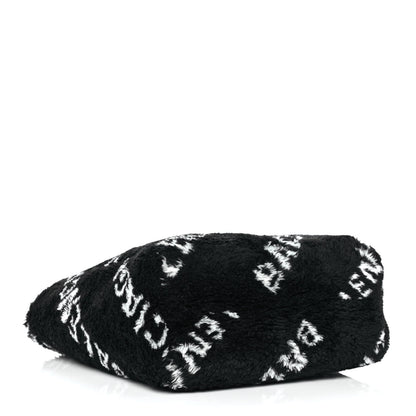 Balenciaga Faux Fur Diagonal Logo Everyday Tote Black White 3 of 8