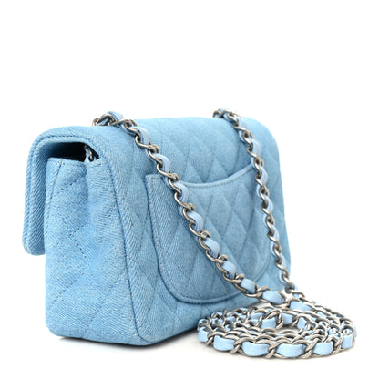 Chanel Denim Quilted Mini Rectangular Flap Blue 3 of 12