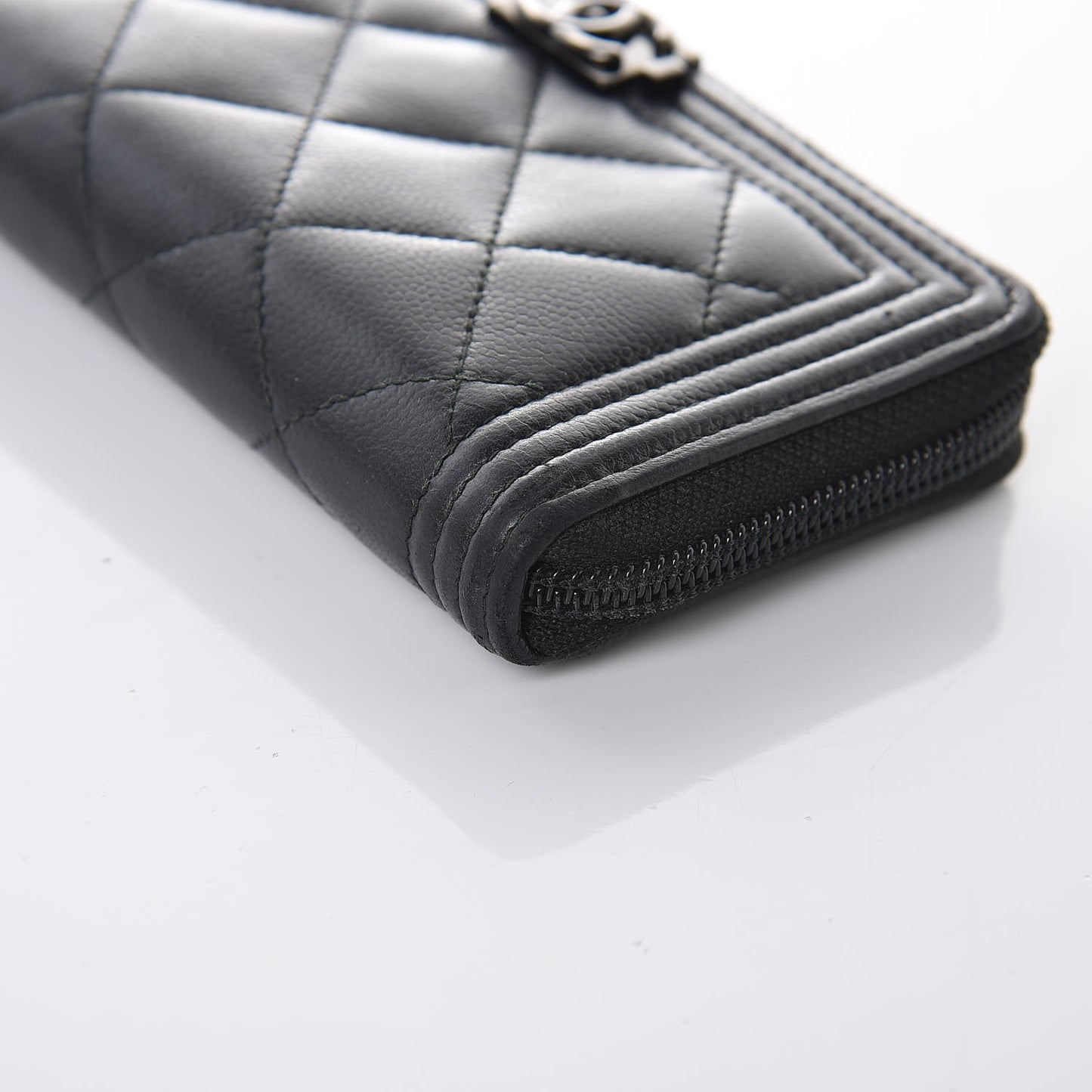 Caviar Quilted Boy Small Zip Around Wallet So Black
