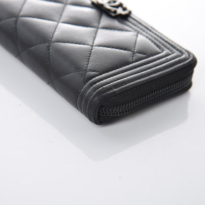 Chanel Caviar Quilted Boy Small Zip Around Wallet So Black 11 of 21