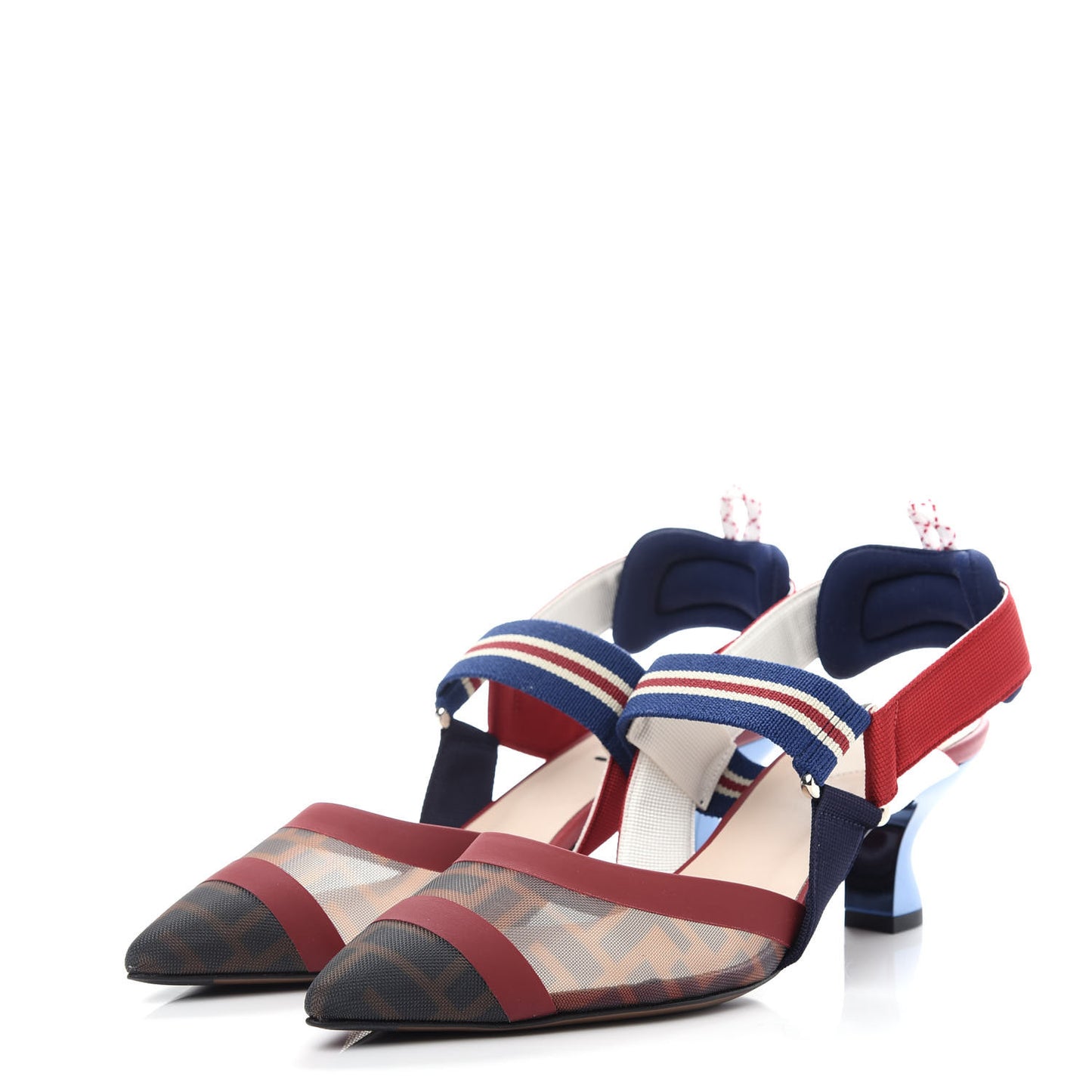Technical Mesh FF Colibri 55mm Slingback Pumps 38 Tobacco Moro Zaffiro Ciliegia Rosso