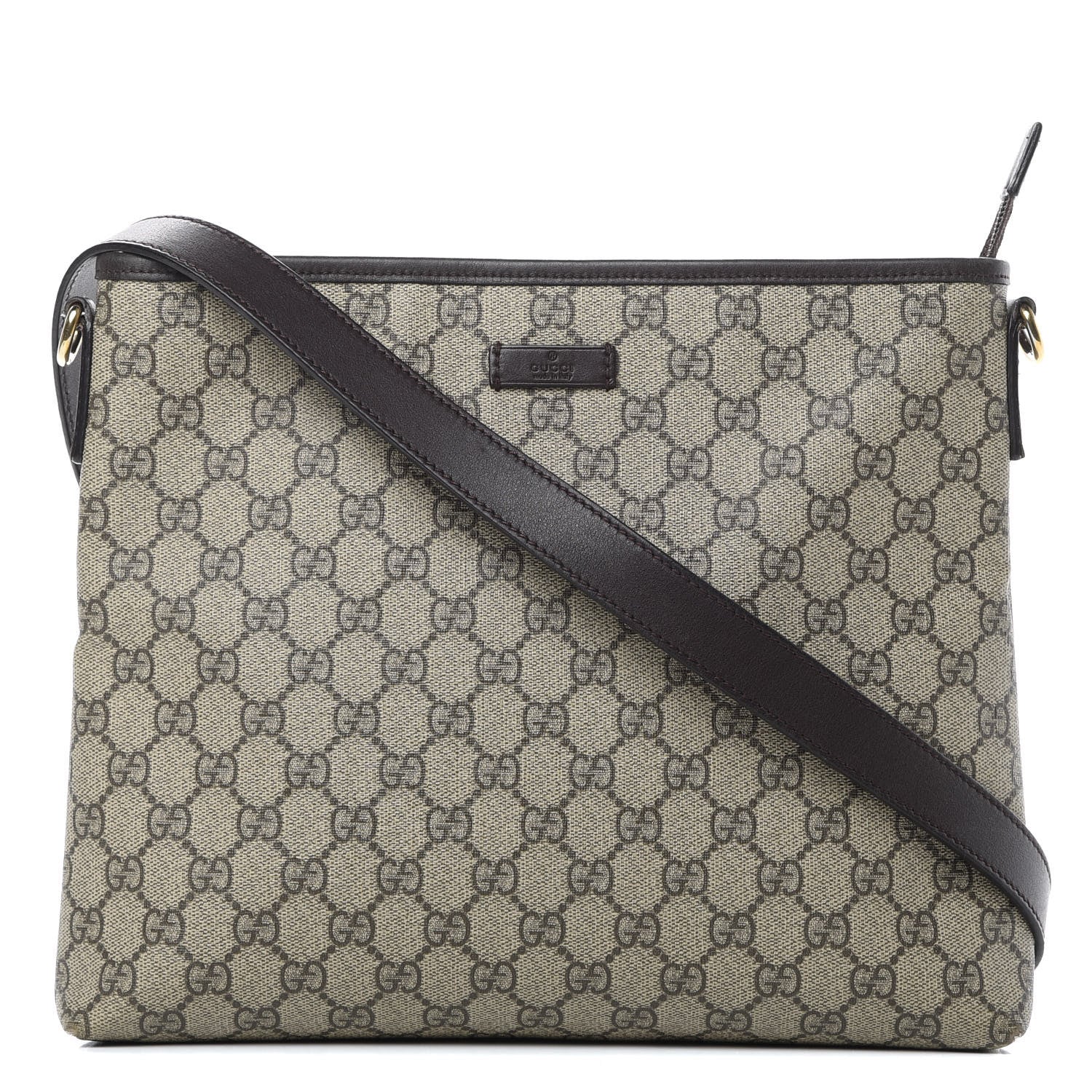 Gucci GG Plus Monogram Medium Flat Messenger Bag Dark Brown 1 of 16