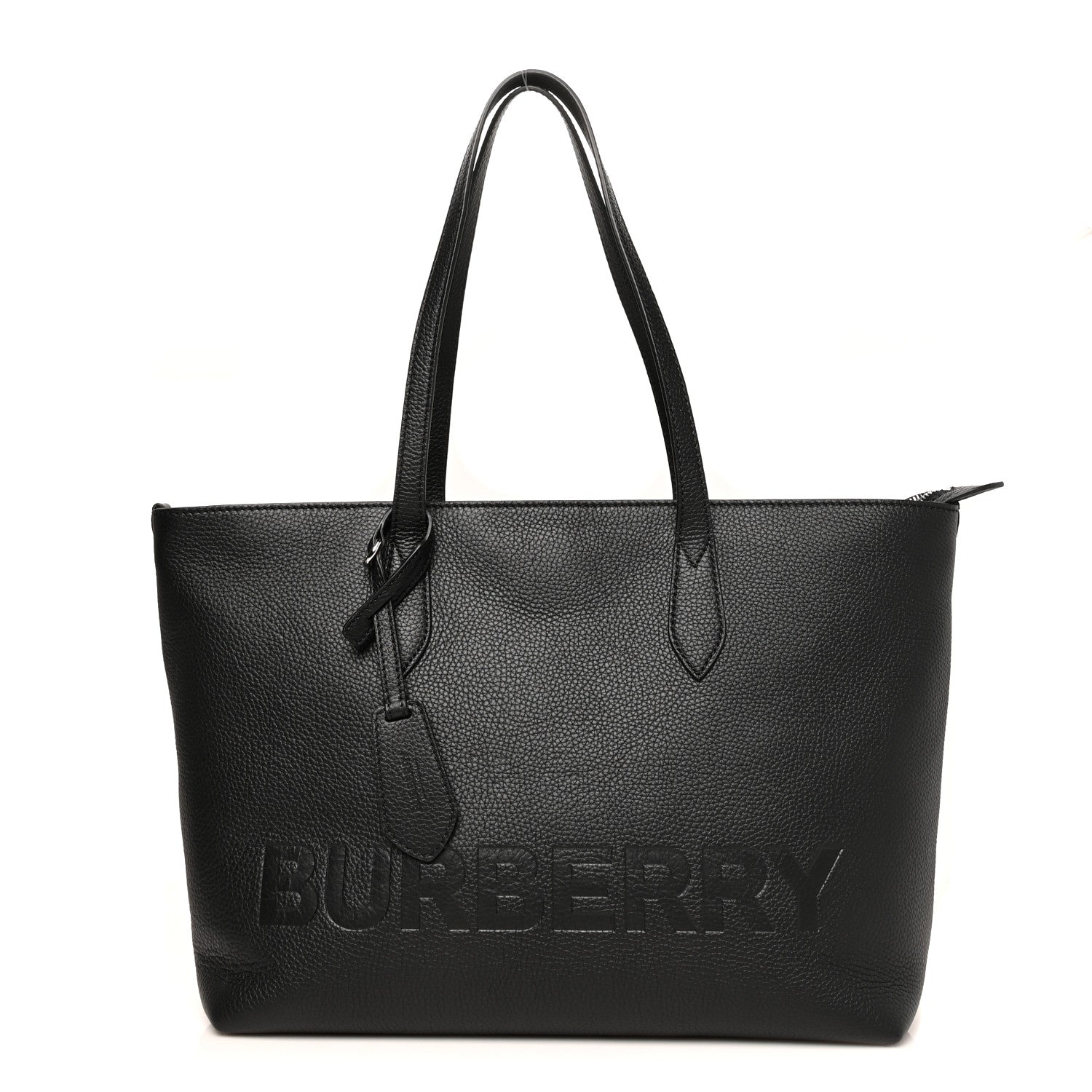 Burberry Calfskin Logo Embossed Medium Ardwell Tote Black 1 of 10