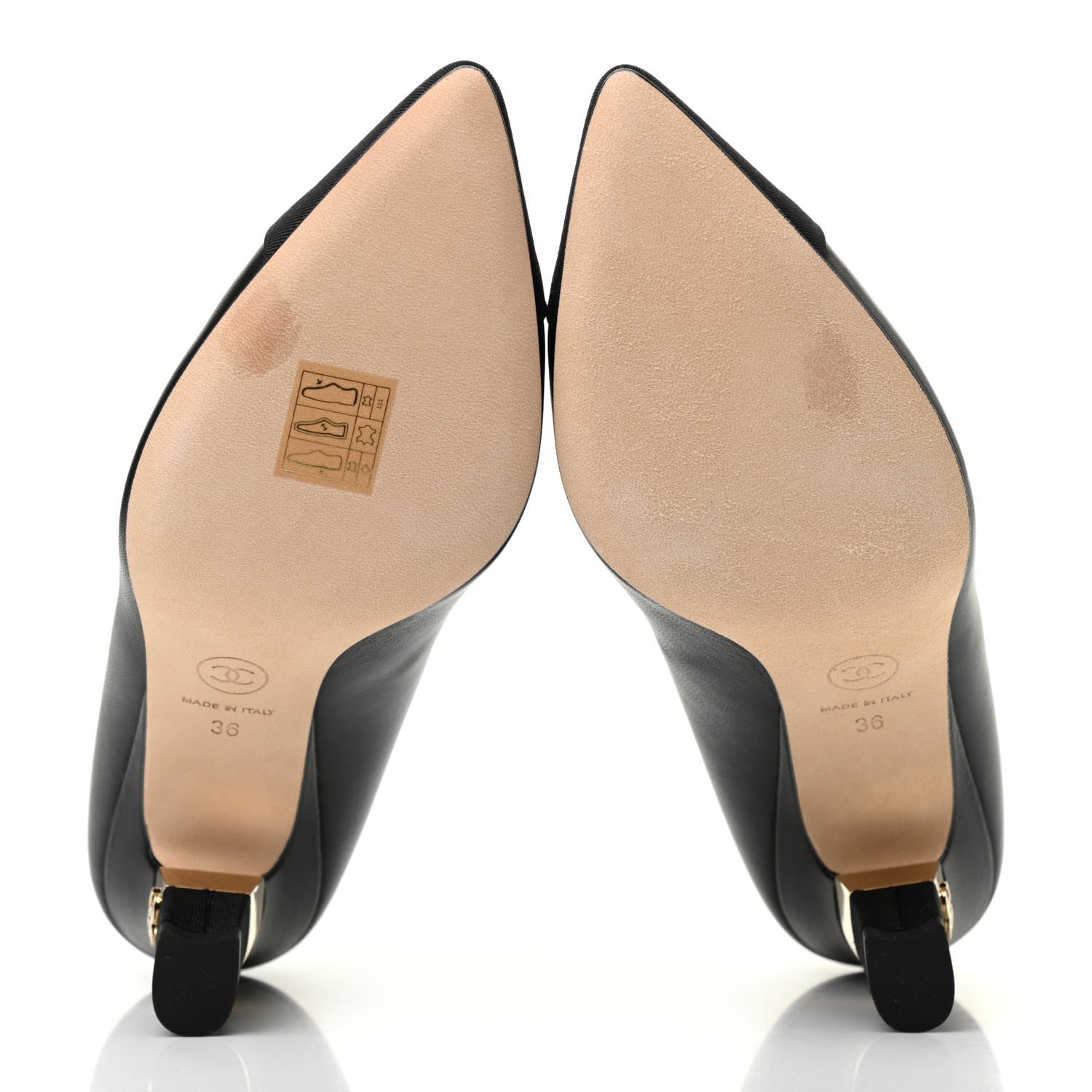 Chanel Goatskin Grosgrain Cap Toe CC Pumps 36 Black 5 of 8