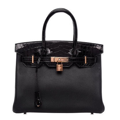 Hermes Taurillon Novillo Shiny Niloticus Crocodile Birkin Touch 30 Black 1 of 32
