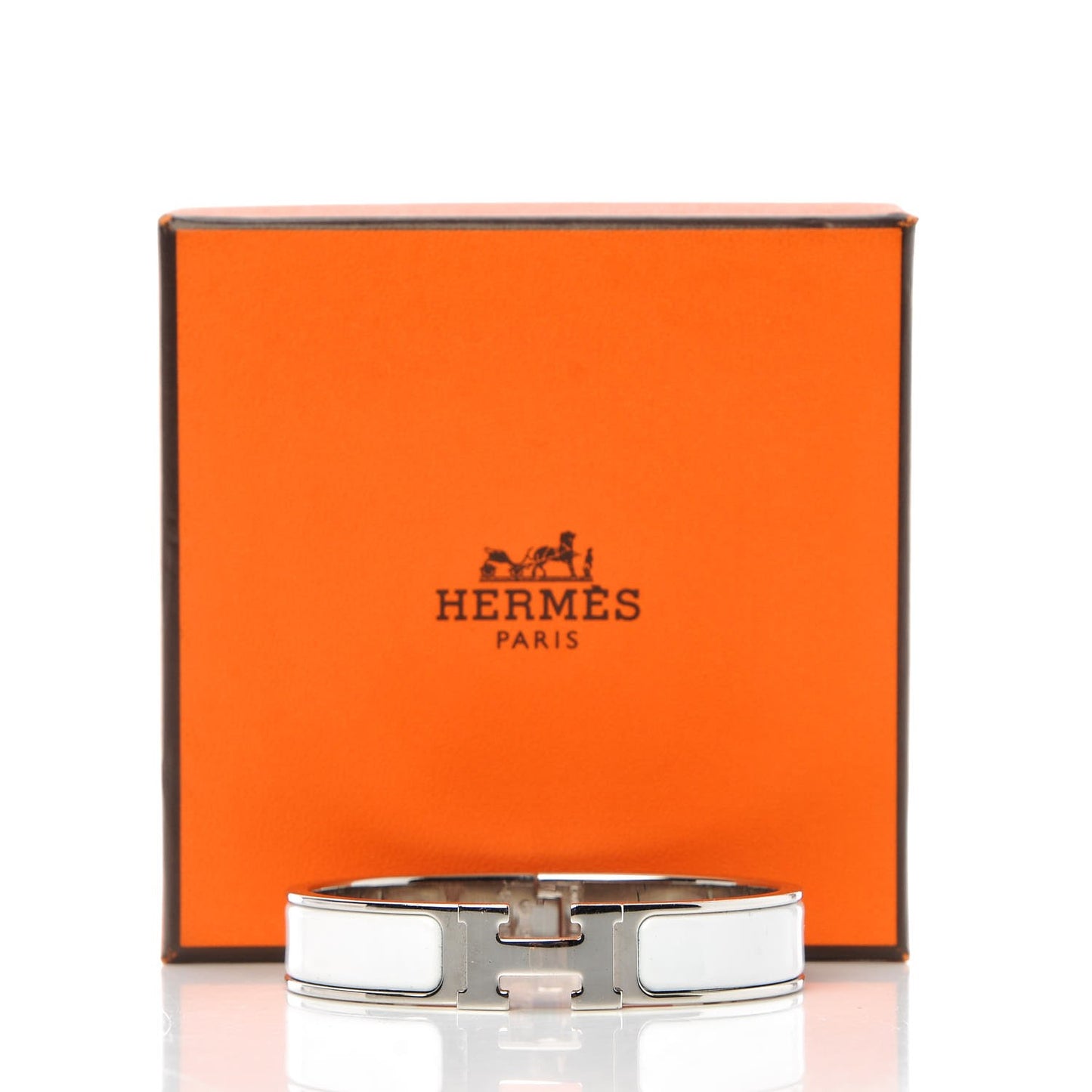 Enamel Narrow Clic Clac H Bracelet PM White