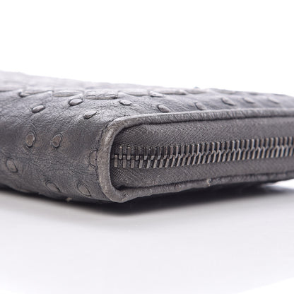 Bottega Veneta Ostrich Intrecciato Zip Around Wallet Ardoise 8 of 11