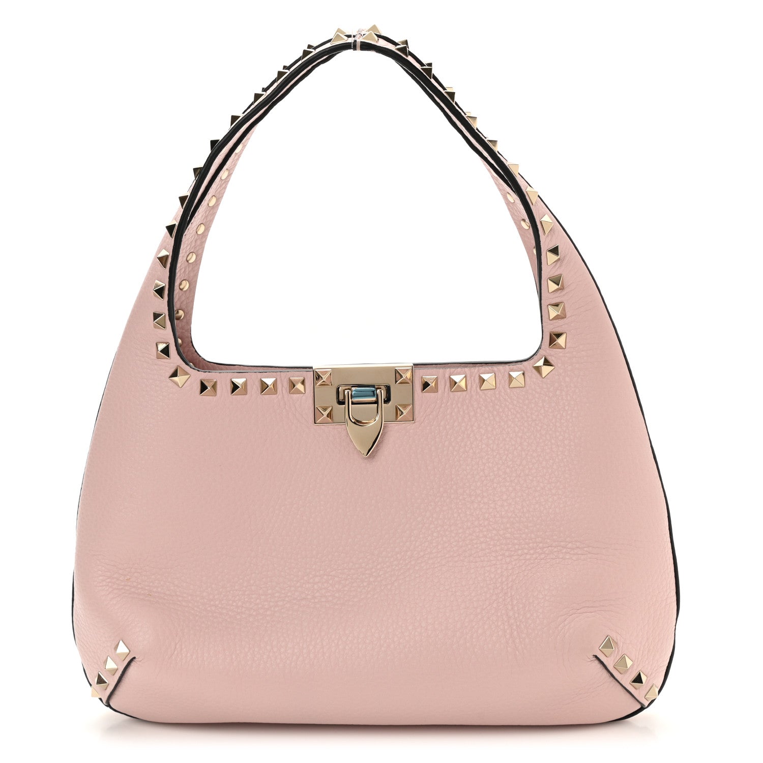 Valentino Garavani Pebbled Calfskin Small Rockstud Flip Lock Hobo Light Pink 1 of 7