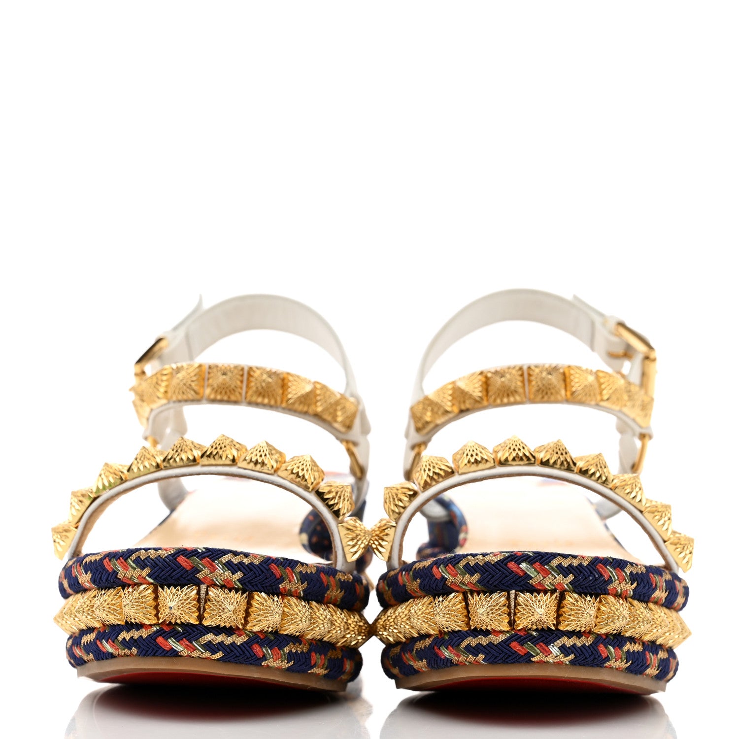 Christian Louboutin Nappa Soie Tattoo Pira Ryad 60 Platform Sandals 37 White Navy 2 of 8