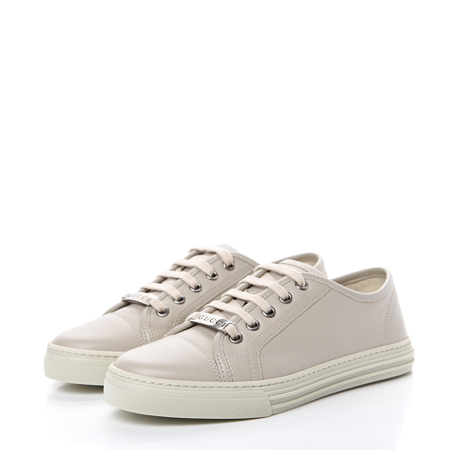 Gucci Calfskin Miro Soft Womens Lace Up Sneakers 35 Mystic White 3 of 9