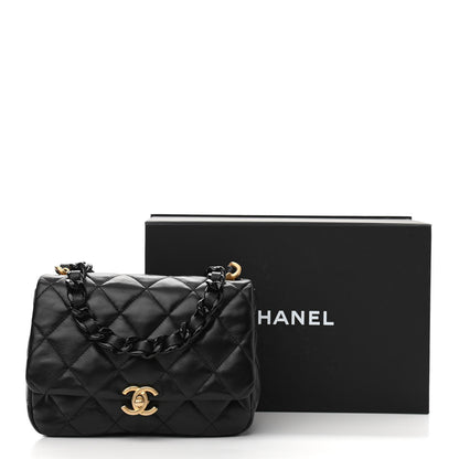 Chanel Lambskin Quilted Small Lacquered Chain Flap Black 11 of 11