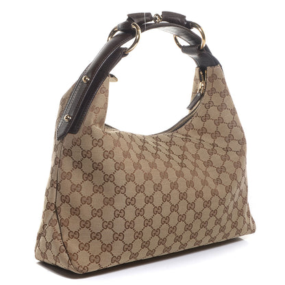 Gucci Monogram Medium Horsebit Chain Hobo Dark Brown 3 of 7