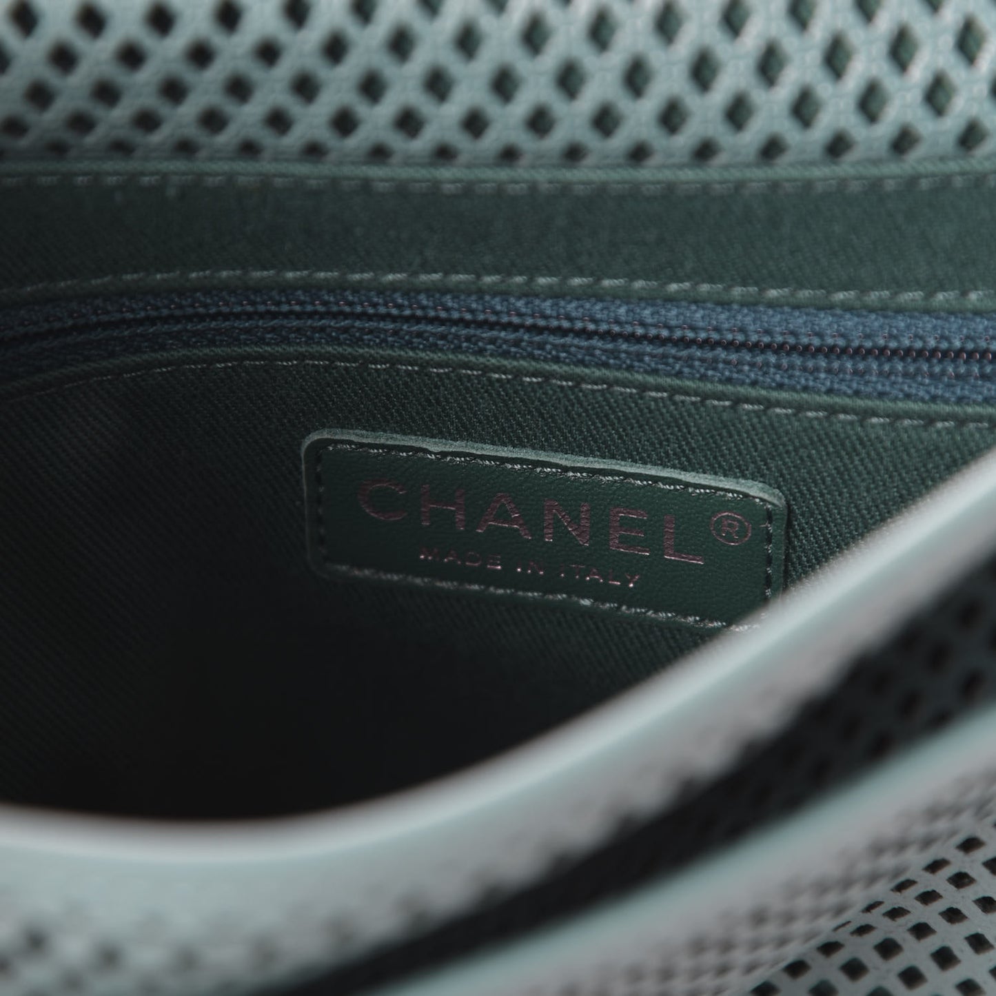 Perforated Calfskin Small Up In The Air Flap Green